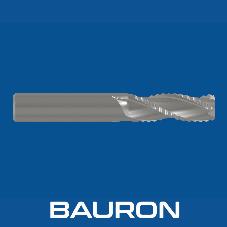 Vue produit d'une fraise à brise-copeaux Bauron avec goujures de coupe périphériques dentelées
