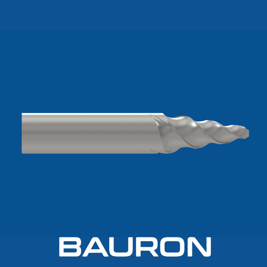 Fraise pour gravure de matrices avec goujures coniques et pointe de coupe arrondie